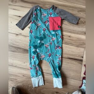 Superhero Kids Footie - Teal, Red, and Gray